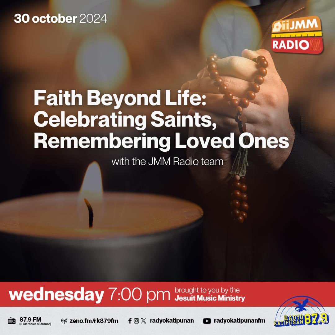 JesuitMusicPH's tweet photo. Join us tomorrow for another episode that will tug your heartstrings as we celebrate the saints who inspire us to be closer to God, & also as we remember the loved ones who are now in His loving arms.
#JMMRadio 7pm only on @radyokatipunan https://t.co/pVPTx0Qn4M