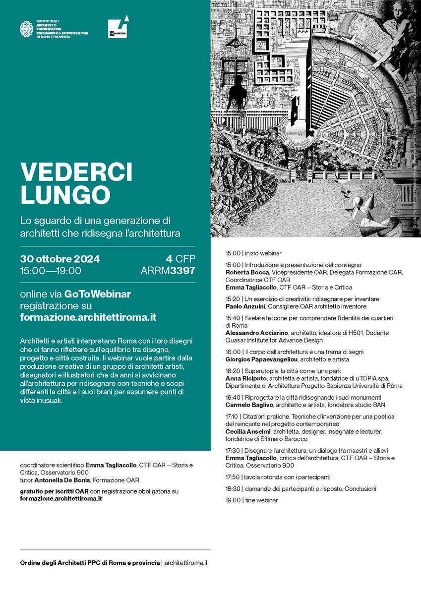Docomomo_ITA's tweet image. #architettura
#roma
#ordinearchitettiroma
Vederci lungo: lo sguardo di una generazione di architetti che ridisegna l’architettura
30.10.2024 | 15:00-19:00
Online via GoToWebinar
registrazione su: formazione.architettiroma.it
Più info
urly.it/311aq3
@architettiroma