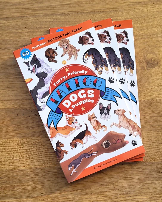 Today, I'm excited to share some drawings and pictures from "Furry, Friendly Tattoo Dogs &amp; Puppies" - another book of temporary tattoos I had the pleasure to create in collaboration with . This time the book is full of dogs! 