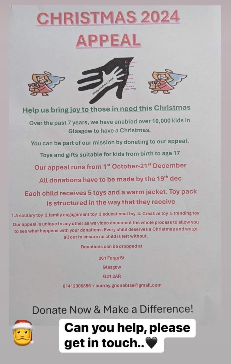 Please get in touch if you’re able to donate to our Christmas Appeal 2024..🎅🏼