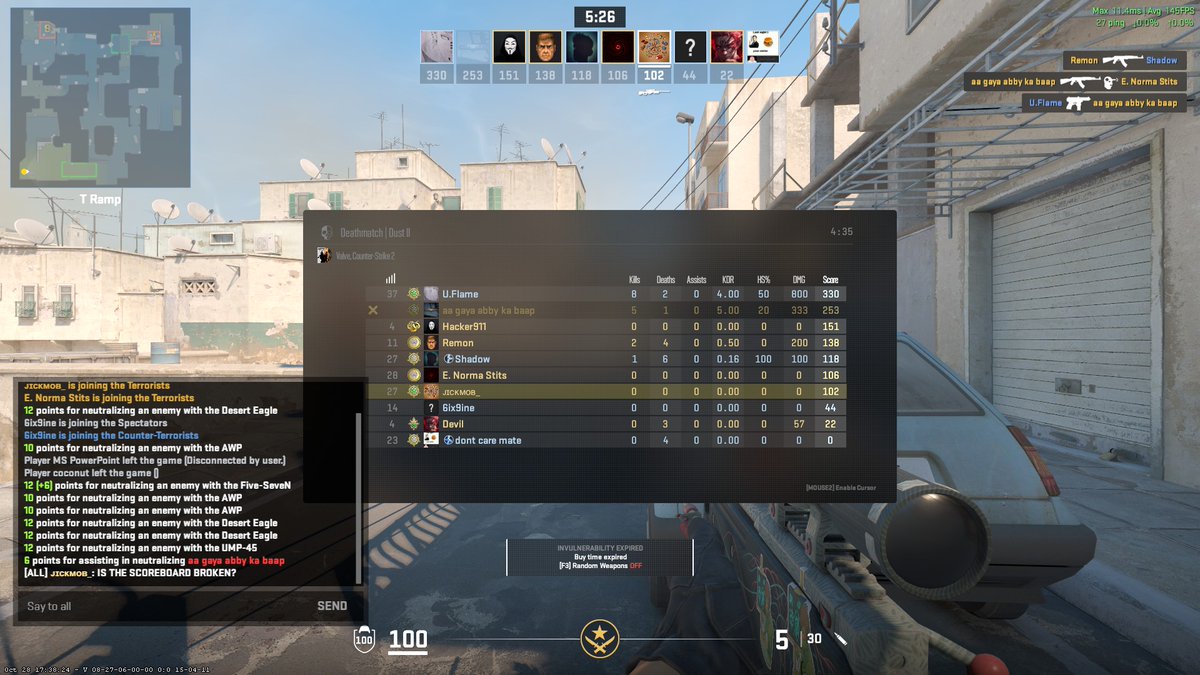 Why is #CS2 deathmatch scoreboard broken? Anyone? #CS2 #Valve #counterstrike #Update