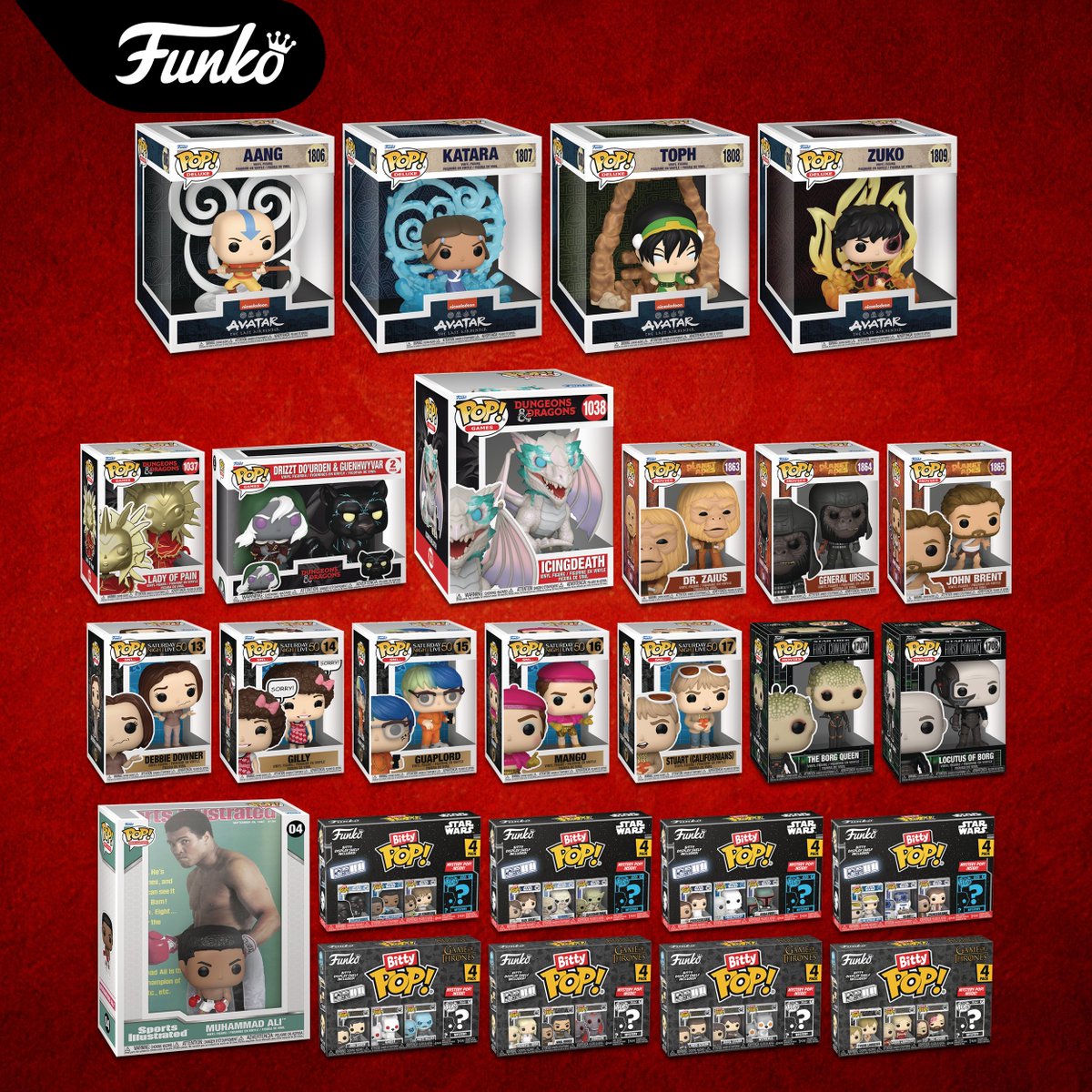 ScarletJokerTWT's tweet photo. ICYMI: New Pops from Avatar, Dungeons & Dragons, Saturday Night Live, and more are now available for Preorder! #Ad
Amazon: https://t.co/VthA54zGqu
Entertainment Earth: https://t.co/qslnSnQdg4
#Funko #FunkoPop #ATLA #DnD #SNL #PlanetOfTheApes #StartTrek https://t.co/05KKnwf2Z8