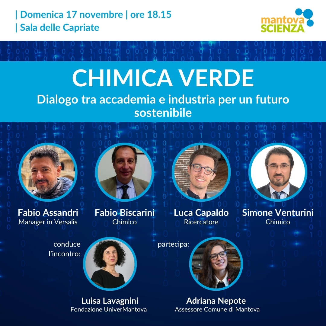 Che cos'è mai la Green Chemistry?♻️🧪
In questa tavola rotonda si affronterà l'argomento sotto diversi punti vista, dai massimi sistemi strategici all'influenza sulla vita di tutti i giorni.🌿🏭

#MantovaScienza #ms24
