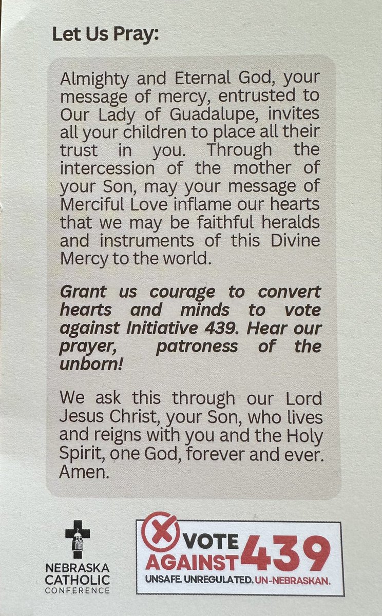 Remember - protect Nebraska’s women and children by voting FOR Initiative 434 and AGAINST Initiative 439! And please pray the following prayer to help us defeat Initiative 439.