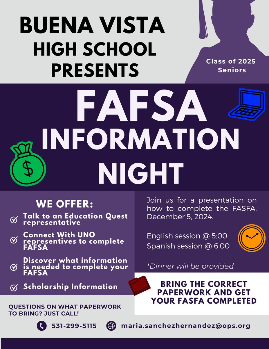 Our first FAFSA Night!  We hope you can join us!