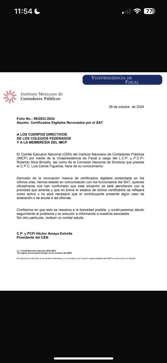 SFONSY's tweet photo. @colegiocpmexico buenos días saben si ya se arregló el tema en SAT con la contingencia de acuerdo al comunicado que publicaron? https://t.co/M0sqLd1sdZ
