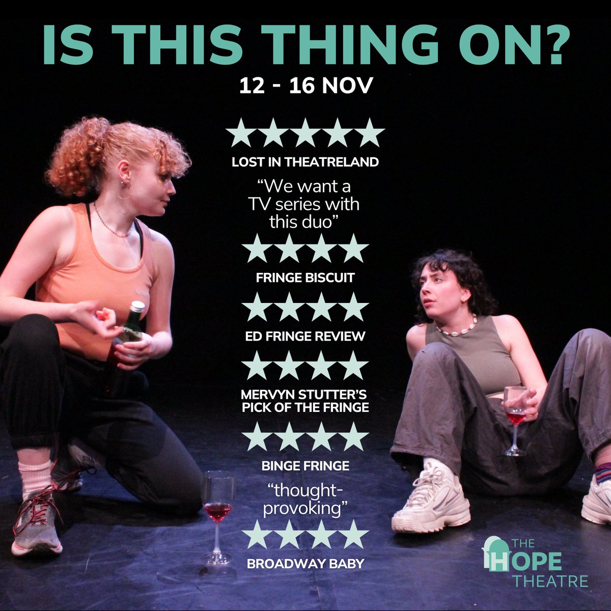 In two weeks we head to London with 'Is This Thing On?' our powerhouse collaboration with <a href="/MissMatch133548/">MissMatch</a> 

You'd be a fool to miss it ... 

💖 Tues 12th - Saturday 16th November, 7:45pm
💖 Hope Theatre, Islington, N1 1RL
💖 thehopetheatre.com/productions/is…

#fringe #pubtheatre #London