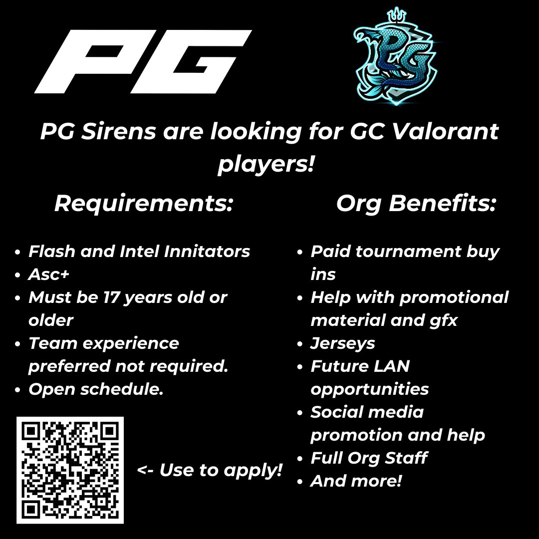 Purpose Gaming (@purposeggss) on Twitter photo Purpose Gaming is still looking for GC players that want to play in upcoming GC events!
DM us for more information or if you any questions or concerns! The QR code will bring you to the application as well!
<a href="/gc_lft/">💕GC LFT💕</a> <a href="/GCLFT_NA/">Changing Game Changers</a> <a href="/ValorCentral/">Valor Central</a> <a href="/LFT_VALORANT/">LFT Valorant</a> <a href="/Hitbox_Americas/">HitBox Americas</a> Purpose Gaming is still looking for GC players that want to play in upcoming GC events!
DM us for more information or if you any questions or concerns! The QR code will bring you to the application as well!
<a href="/gc_lft/">💕GC LFT💕</a> <a href="/GCLFT_NA/">Changing Game Changers</a> <a href="/ValorCentral/">Valor Central</a> <a href="/LFT_VALORANT/">LFT Valorant</a> <a href="/Hitbox_Americas/">HitBox Americas</a>