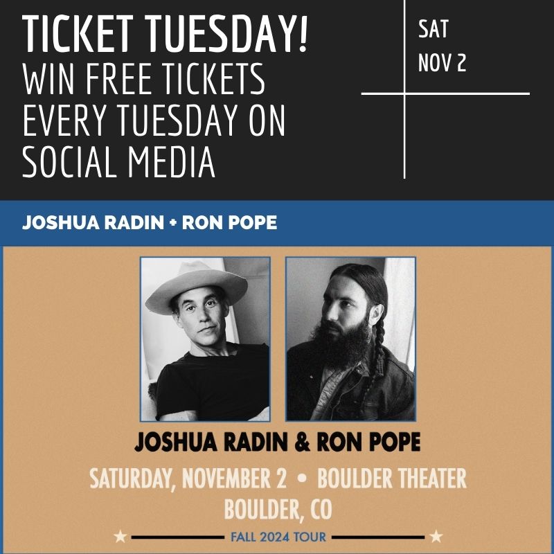Boulder Theater (@bouldertheater) on Twitter photo Happy TICKET TUESDAY! šµ Enter to win tickets to see <a href="/joshuaradin/">Joshua Radin</a> + @ronpopemusic at the Boulder Theater on Saturday, November 2nd!
Enter here. ~ loom.ly/U80aVpk Happy TICKET TUESDAY! šµ Enter to win tickets to see <a href="/joshuaradin/">Joshua Radin</a> + @ronpopemusic at the Boulder Theater on Saturday, November 2nd!
Enter here. ~ loom.ly/U80aVpk