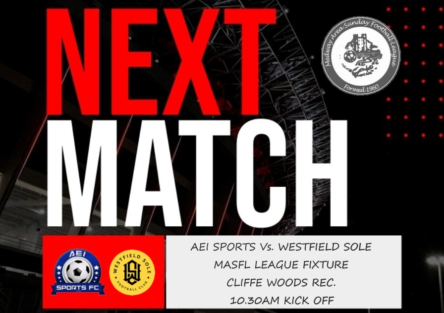 AEI Sports Sunday FC (@aeisportssunday) on Twitter photo NEXT MATCH: MASFL League Fixture
<a href="/AEISportsSunday/">AEI Sports Sunday FC</a> Vs. <a href="/westfieldsolefc/">Westfield Sole FC</a>
Cliffe Woods Rec. - 10.30am KO
After mixed fortunes in the League Cup & Kent Cup we are back in league action.
<a href="/KentFA/">Kent FA ⚽</a>
<a href="/SundayLeagueDay/">Sunday League Day</a> NEXT MATCH: MASFL League Fixture
<a href="/AEISportsSunday/">AEI Sports Sunday FC</a> Vs. <a href="/westfieldsolefc/">Westfield Sole FC</a>
Cliffe Woods Rec. - 10.30am KO
After mixed fortunes in the League Cup & Kent Cup we are back in league action.
<a href="/KentFA/">Kent FA ⚽</a>
<a href="/SundayLeagueDay/">Sunday League Day</a>