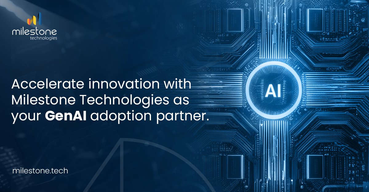 Learn how Milestone Technologies guarantees end-to-end support for your GenAI journey. Read the blog here bit.ly/3YE9zsY

Don't let GenAI adoption challenges hold you back. Partner with Milestone Technologies -  a trusted GenAI adoption partner for evolving enterprises.