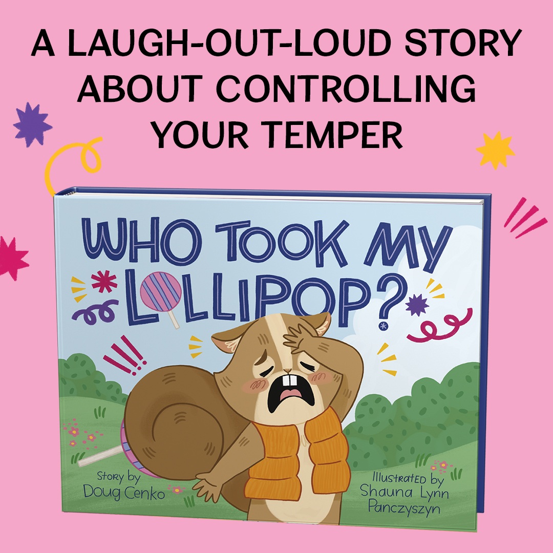 Happy Book Birthday to WHO TOOK MY LOLLIPOP? by <a href="/dougcenko/">Doug Cenko</a> &amp; <a href="/shaunaparmesan/">Shauna Lynn (Панчишин)</a>! A devastated squirrel questions his friends about his missing lollipop in this laugh-out-loud picture book about controlling your temper. bit.ly/3BPifnv