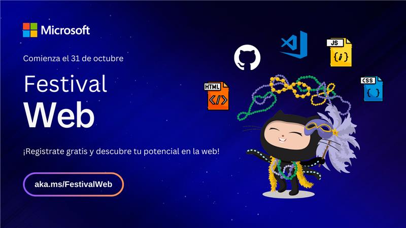 MicrosoftLatam's tweet image. ¡Qué emoción! Del 31 de octubre al 14 de noviembre tendremos charlas en español en el canal de VS Code en YouTube. Todas las sesiones son parte del “Festival Web”, un evento único para los fans del desarrollo web 🌐.
Regístrate ahora 👉 msft.it/6013W3F0z
Sigue 👇