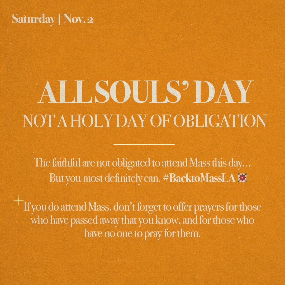 lacatholics's tweet photo. Planning your weekend? Don't forget Friday is a Holy Day of Obligation!

#BacktoMass https://t.co/sxzntrjNqw