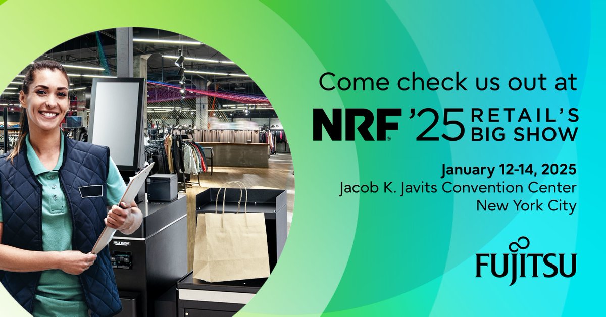 FujitsuFFNA's tweet image. 🎉 We’re gearing up for NRF 2025: Retail’s Big Show! 🚀✨ This January, discover the future of retail with Fujitsu's groundbreaking innovations. Don’t miss out—secure your spot for an exclusive booth tour before spaces run out! hubs.ly/Q02R1-XK0 #NRF2025 #RetailRevolution