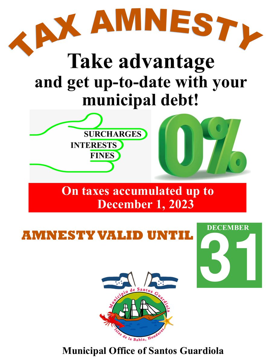 MuniGuardiola's tweet image. Tax Amnesty on all municipal taxes accumulated through December 1, 2023