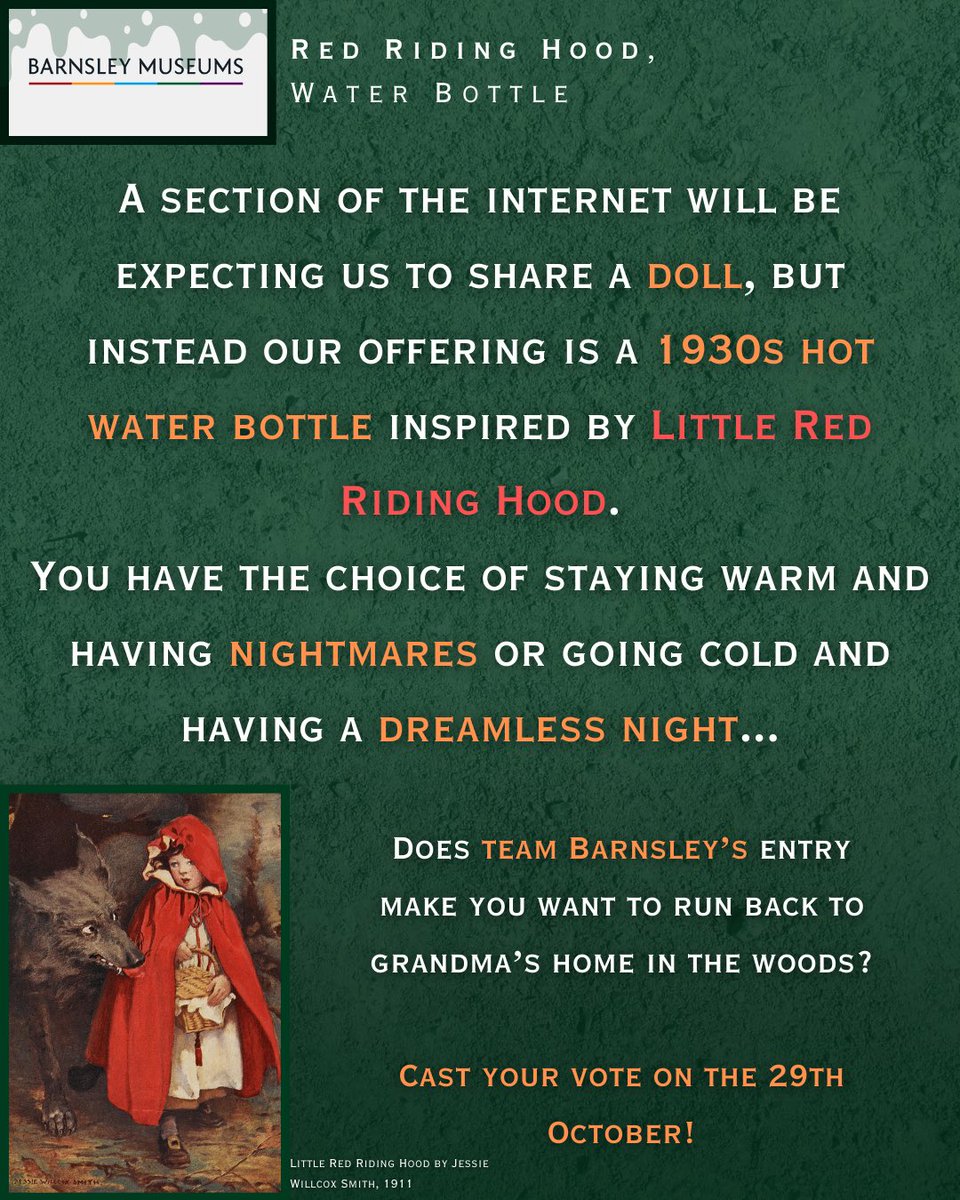 Barnsley Heritage Connects (@barnsleyhc1) on Twitter photo Have you voted in the #EerieExhibitShowdown yet? <a href="/BarnsleyMuseums/">Barnsley Museums</a> need your vote! This hot water bottle is the stuff of nightmares!
Vote in the link below 👇 Have you voted in the #EerieExhibitShowdown yet? <a href="/BarnsleyMuseums/">Barnsley Museums</a> need your vote! This hot water bottle is the stuff of nightmares!
Vote in the link below 👇