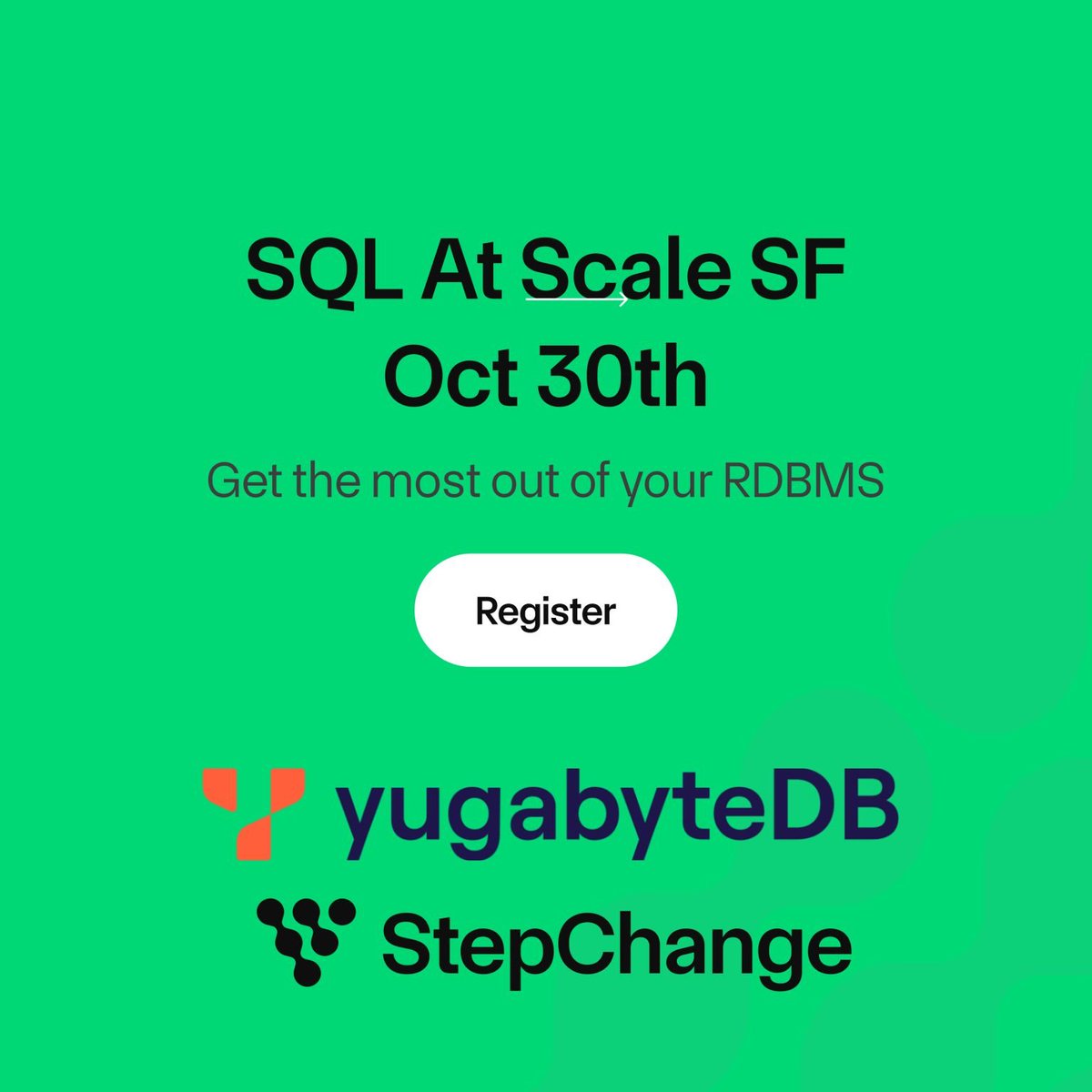YugabyteDB (@yugabyte) on Twitter photo 📢 We are excited to be part of 'SQL At Scale SF' TOMORROW!
An expert panel (including <a href="/Yugabyte/">YugabyteDB</a>'s <a href="/karthikr/">Karthik Ranganathan</a> & <a href="/StepChangeLabs/">APX</a>'s <a href="/niallohiggins/">Niall O'Higgins</a>) will be exploring single-node RDBMS limits, distributed SQL, & database schema optimizations💡
Register now!
hubs.la/Q02VJlSg0 📢 We are excited to be part of 'SQL At Scale SF' TOMORROW!
An expert panel (including <a href="/Yugabyte/">YugabyteDB</a>'s <a href="/karthikr/">Karthik Ranganathan</a> & <a href="/StepChangeLabs/">APX</a>'s <a href="/niallohiggins/">Niall O'Higgins</a>) will be exploring single-node RDBMS limits, distributed SQL, & database schema optimizations💡
Register now!
hubs.la/Q02VJlSg0