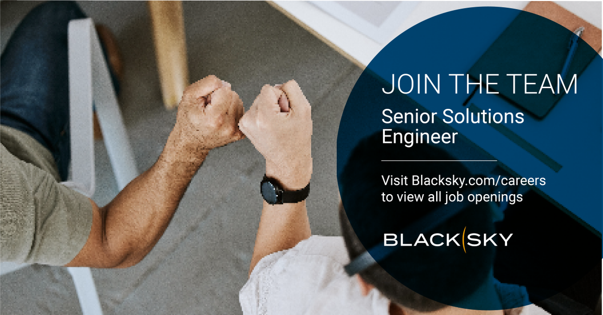 BlackSky_Inc's tweet image. Looking for your next #clearedjob? We are hiring a Senior #SolutionsEngineer.
If you have 5+ years of related experience and a Secret clearance with the ability to obtain a Top Secret, we want to hear from you. Apply here: boards.greenhouse.io/blacksky/jobs/…