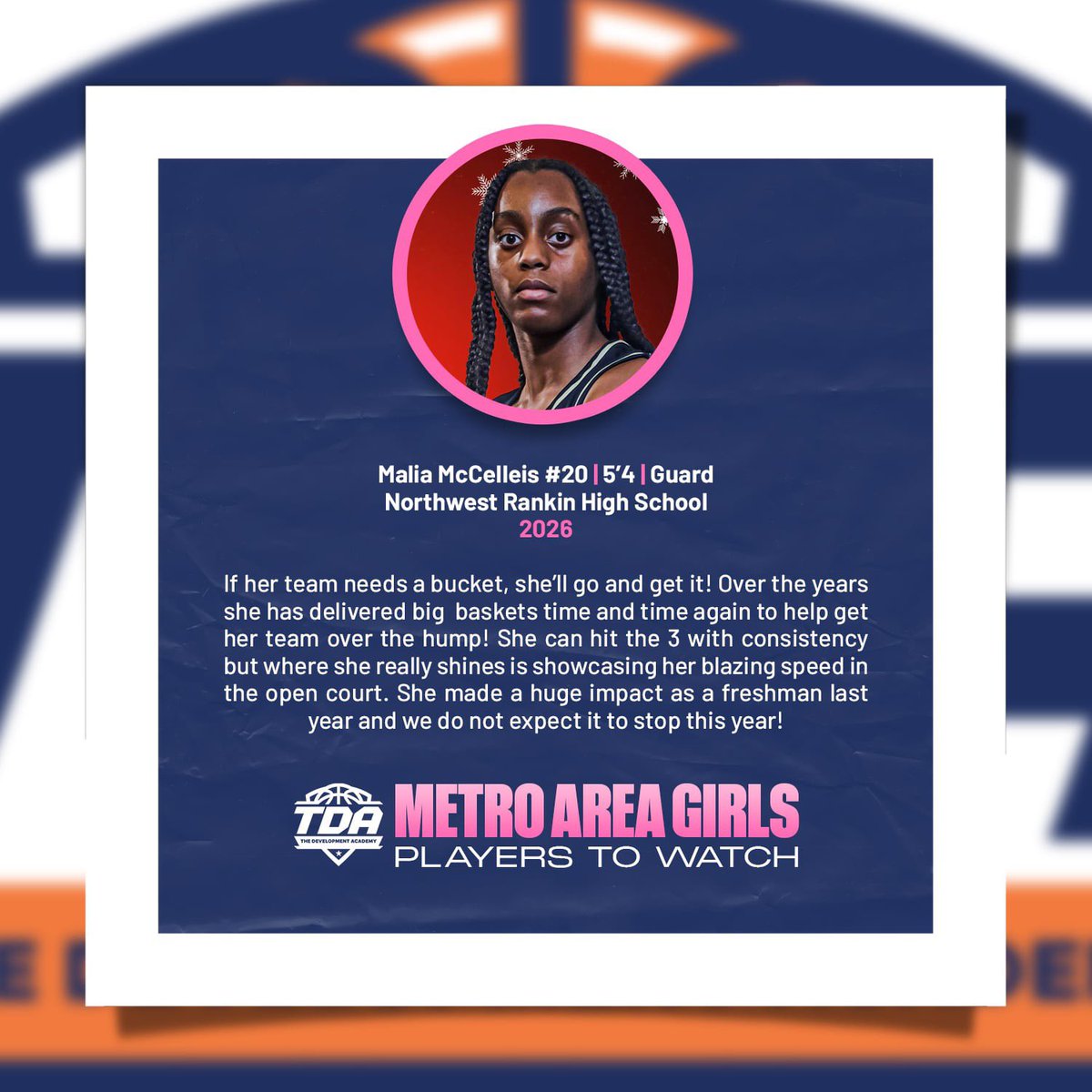 Get to know some of the amazing talent from our Metro Area Girls Players To Watch List! ⬇️

Malia McCelleis | (<a href="/MaliaMccelleis/">Malia McCelleis (Nickname: MeMe)</a> ) Northwest Rankin High School 2027