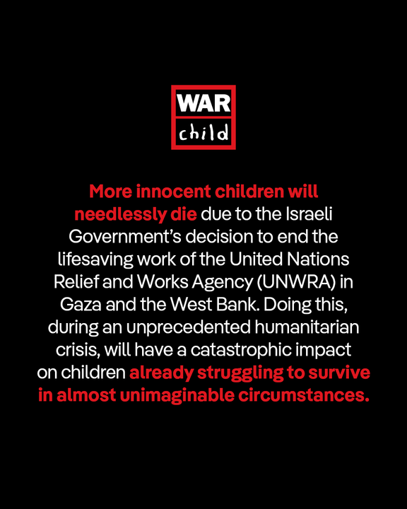 WarChildUK's tweet photo. The Israeli government has ignored the urging of Australia, Canada, France, Germany, Ireland, Japan, Norway, Republic of Korea, Slovenia, Spain, United Kingdom and United States against taking this devastating step. https://t.co/vy2XWTdPOj
