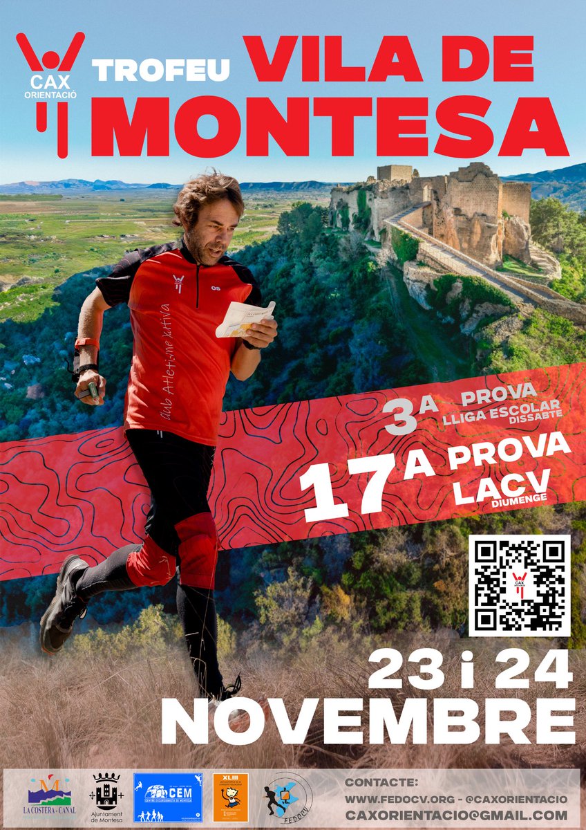 caxorientacio's tweet photo. Inscripcions obertes per a la 1a prova autonòmica d’orientació del Club Atletisme Xàtiva.

🔴 Serà a Montesa, zona urbana, ideal per iniciar-se i conèixer aquest esport.

📝 INSCRIPCIÓ: https://t.co/RFyQ4n6tjt

#LACV2024 @fedocv https://t.co/ZVQTxyejyQ
