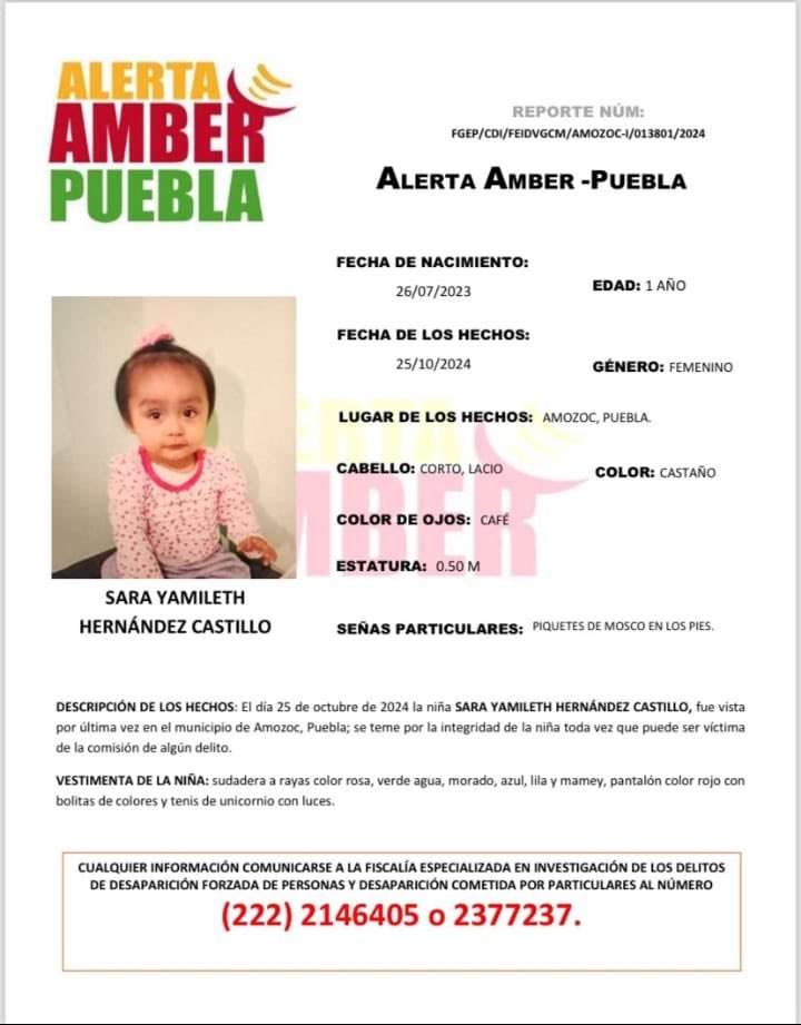 elsoldepuebla1's tweet photo. #SeBusca a Sara Yamileth Hernández Castillo. Cualquier información comunicarse a los números del boletín.
#AlertaAmber
#Puebla https://t.co/ts7pzYqkfc