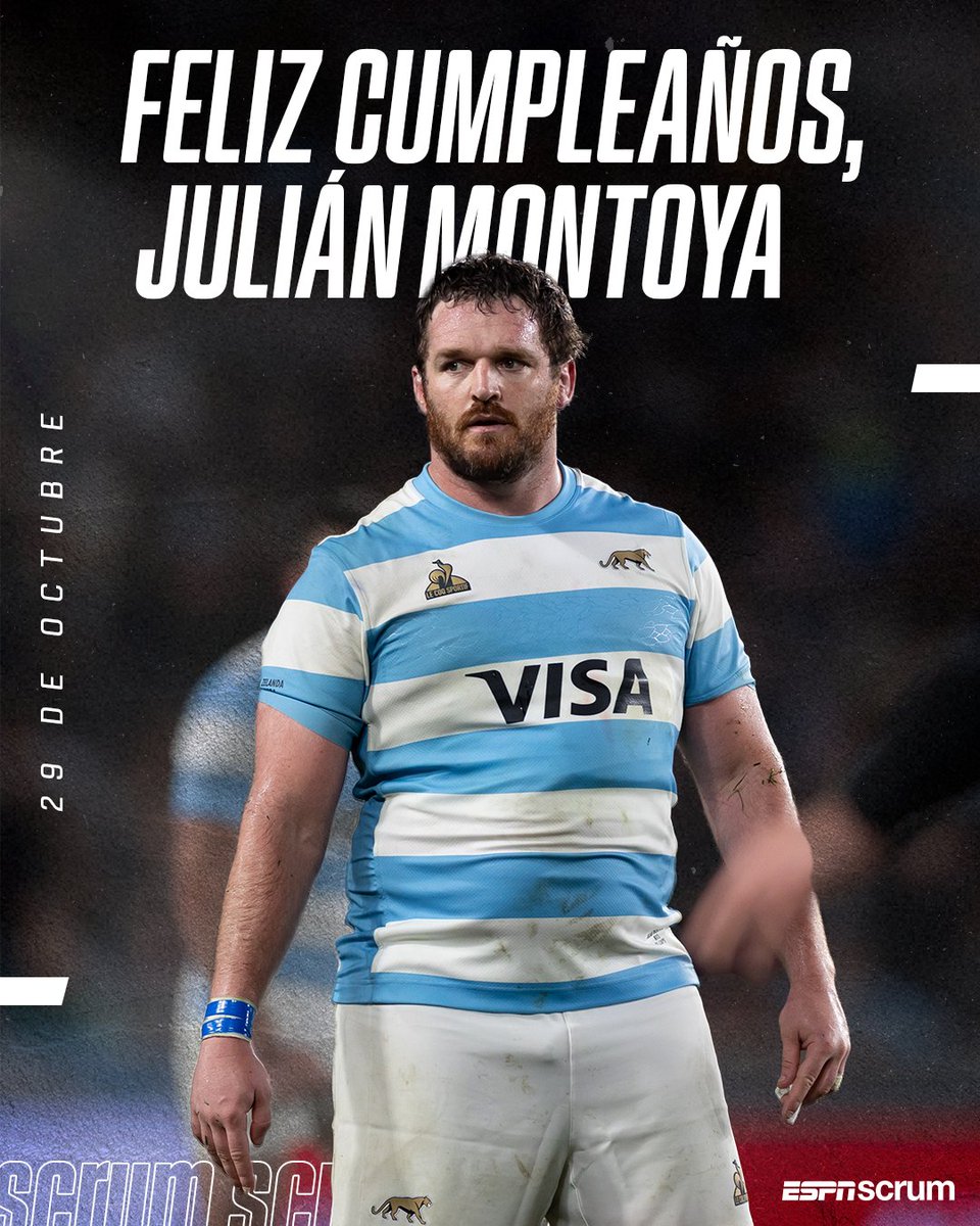 ScrumESPN's tweet image. 🇦🇷 ¡EL CAPITÁN DE #LOSPUMAS ESTÁ DE FESTEJO!

🙌 Julián Montoya está cumpliendo 31 años.

Sus números con el seleccionado nacional:
🧢 102 caps.
🏉 13 tries.
🏆 17 partidos en 3 RWC: #RWC2015, #RWC2019 y #RWC2023.