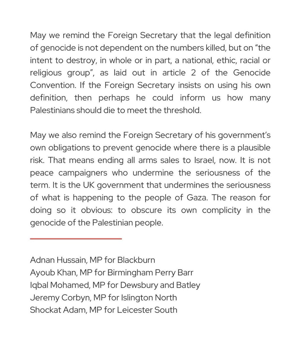 What words would the Foreign Secretary advise Palestinians to use to describe the mass destruction of their people, homes and culture?