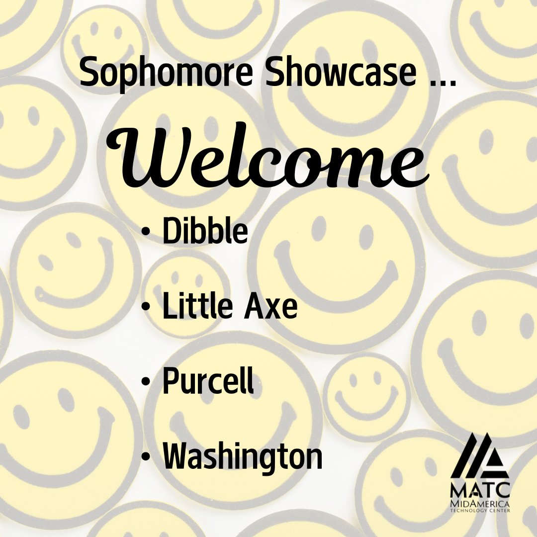 MidAmericaTech's tweet photo. Welcome Dibble, Little Axe, Purcell, and Washington students to Sophomore Showcase! We are excited and ready for you to see MATC classes in action! #MyMATC #ReSkill #UpSkill https://t.co/LcLmRD01BH https://t.co/rvr7BEutSw