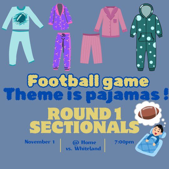 FIRST ROUND OF SECTIONALS! Come out and support your Hawks💙💛 wear your PAJAMAS 😴💤🛌