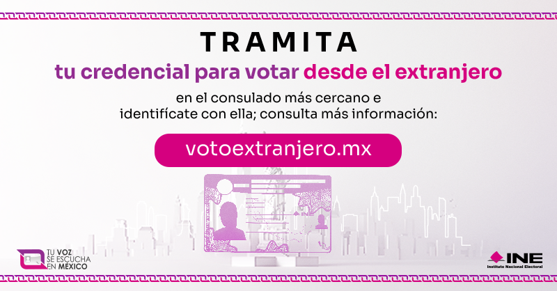 VotoExtranjero's tweet photo. ¡Tramita tu #CredencialParaVotar 🪪 y sigue participando en la vida democrática de 🇲🇽 sin importar la distancia! 🌎 Es tu derecho. Identifica los requisitos 👇🏾 y realiza tu trámite. 🗳️
👉🏼 Más información en: https://t.co/kYsylbLsAg https://t.co/E7cD14ZCF7