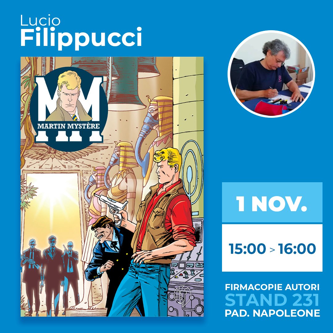Lucio Filippucci ti aspetta allo stand <a href="/ifedizioni/">If Edizioni</a> (NAP 231) per una dedica sull'edizione limitata di "Martin Mystère n. 1" con la sua splendida variant cover!

Scopri "Martin Mystère Riedizione" ➡️ ifedizioni.com/.../riedizioni…

#LucioFilippucci #MartinMystère #BVZM #IfEdizioni
