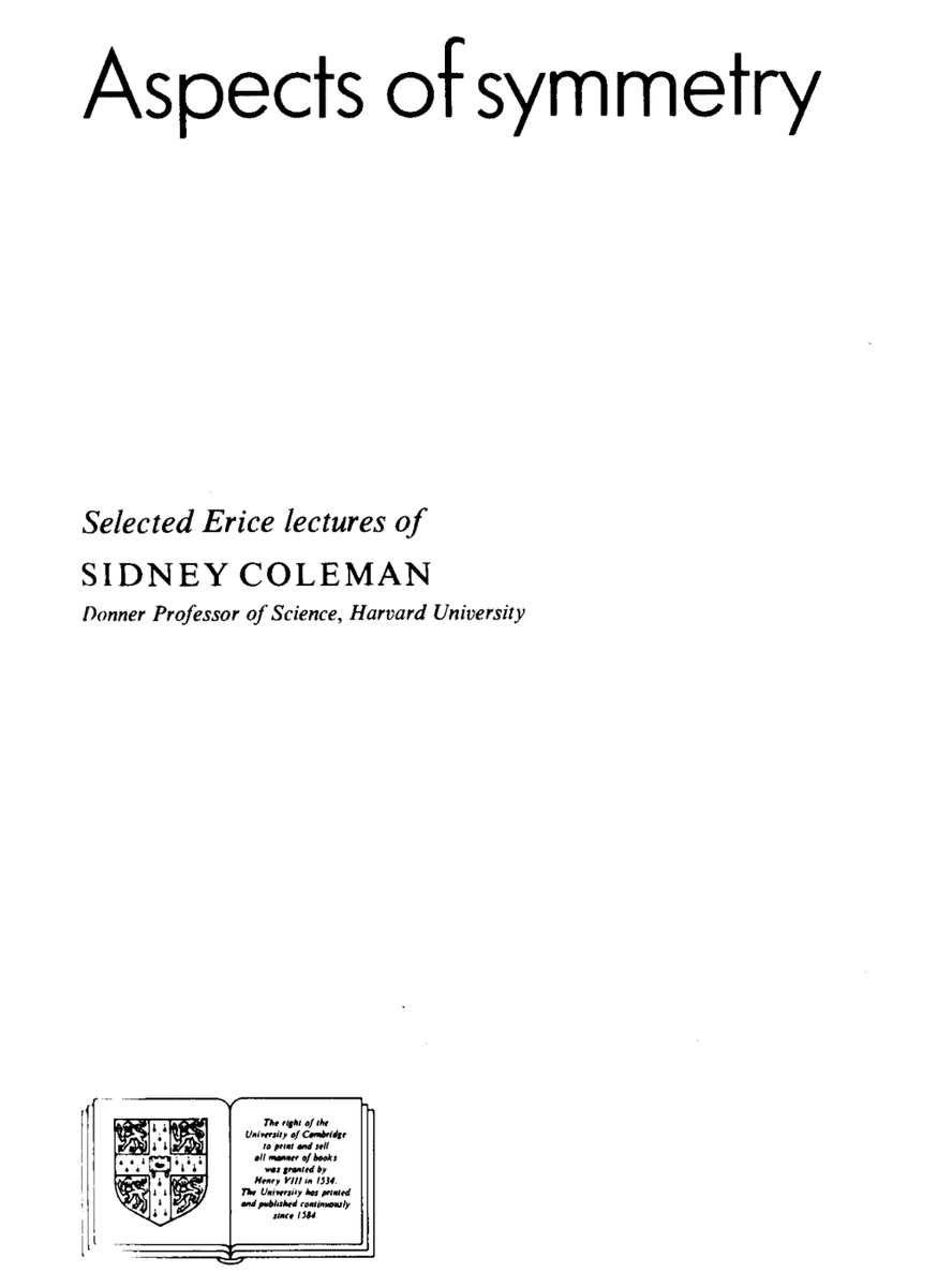 alexbilz's tweet photo. 'Aspects of symmetry' - Sidney Coleman (PDF): https://t.co/rMy6DBXNGA