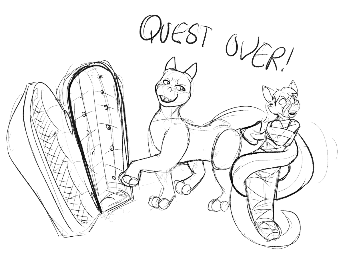 Art by <a href="/GooeyBlueBoye/">Blue Boye</a> featuring <a href="/GreenSneky/">Kingsneky 👑</a> 

You call that a Halloween costume? It's loose fitting and you can speak...

Let me help! Tight tape, bound limbs, silenced snoot... and even a sarcophagus to be stored in!

Best costume for the party! (and likely muuuch longer)