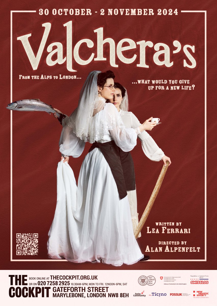 Today’s the day – looking forward to the premiere of Valchera’s at London’s <a href="/cockpittheatre/">The Cockpit</a>!

Commissioned to mark the 150th anniversary of the <a href="/UnioneTicinese/">Unione Ticinese</a>, the play tells the story of friendship and emigration from the Swiss Alps.

30.10-2.11 🎟️👉valcheras.com