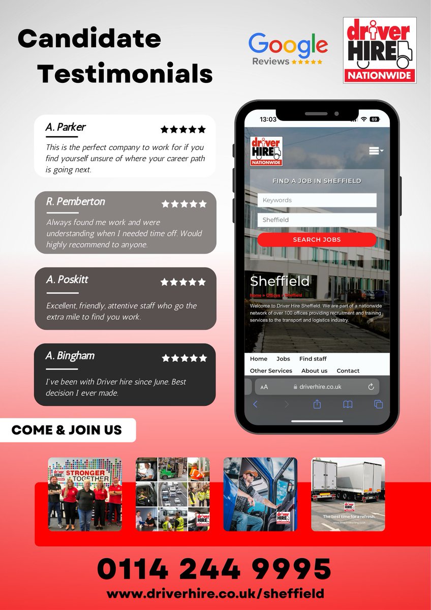 DriverHireSheff's tweet image. Looking for driving work? Found yourself in between work? Looking for a new career in #Logistics? If the answer to any of those questions is YES, then give us a call on 0114 244 995 and we will do our best to get you into work. #drivingwork #sheffieldbusiness #driving #dhproud