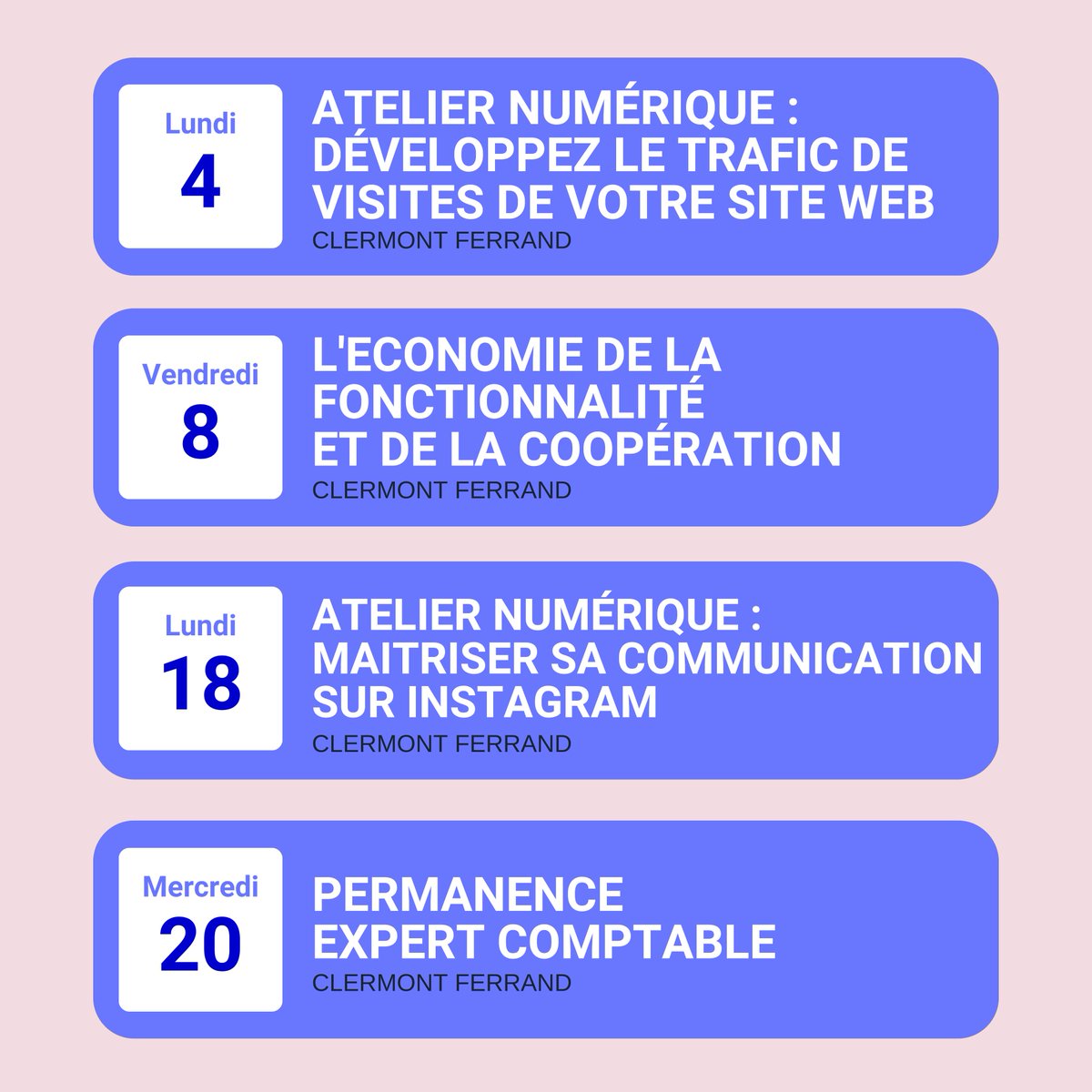 ccipuydedome's tweet photo. [📅 AGENDA CCI] A vos agendas, #entrepreneurs !
Un mois de novembre riche en événements !

✅ Pour en savoir plus, cliquez dans la rubrique AGENDA de notre site internet 👇 https://t.co/bj2qGswr44

#entrepreneuriat #creationreprise #conseiller #comptabilité https://t.co/1BU4ZzsyuI