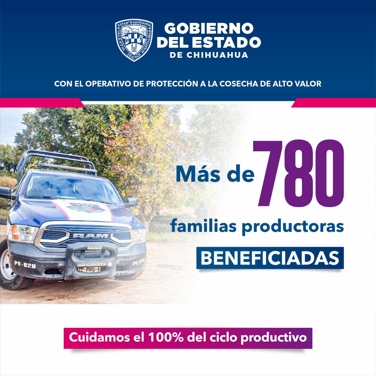 GobiernoEdoChih's tweet photo. Estamos comprometidos con el campo chihuahuense; hemos implementado operativos de seguridad para vigilar en todo el estado productos de alto valor como la nuez. Así garantizamos el sustento de más de 780 familias que dependen de este importante recurso. https://t.co/VDG7chaW57
