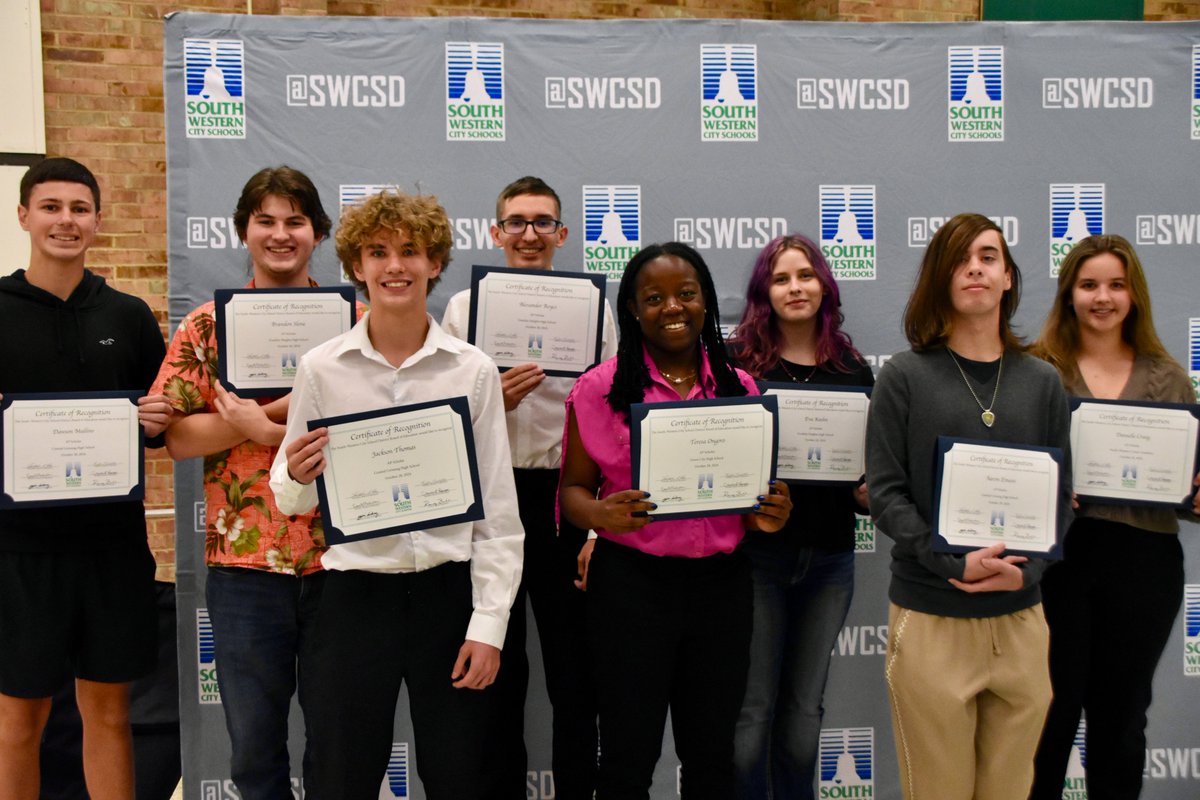 SWCSD's tweet photo. At last night’s SWCSD Board meeting, the district celebrated 2023-24 AP Scholars, National Merit honorees, College Board award recipients, and College Credit Plus achievers—including 15 students who earned Associate Degrees. Congratulations! 👏#SWCSDProud https://t.co/AtllZCnWpW