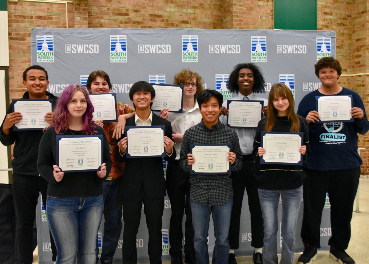 SWCSD's tweet photo. At last night’s SWCSD Board meeting, the district celebrated 2023-24 AP Scholars, National Merit honorees, College Board award recipients, and College Credit Plus achievers—including 15 students who earned Associate Degrees. Congratulations! 👏#SWCSDProud https://t.co/AtllZCnWpW