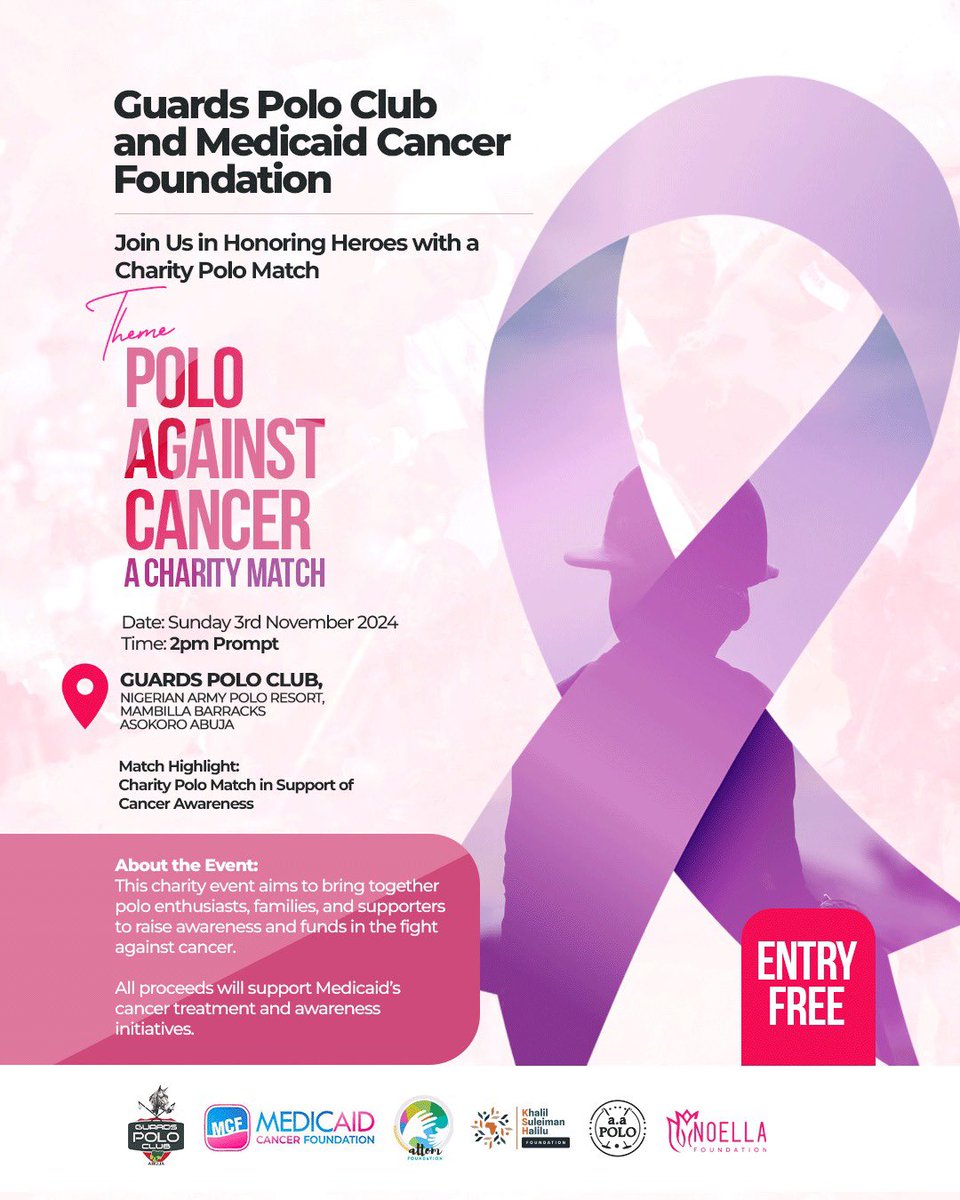 yaxsportlens's tweet photo. Abuja Guards Polo Club partners with Medicaid Cancer Foundation for an exhibition match, raising awareness in the fight against cancer. Stay tuned for details! #PoloForACause #FightCancer https://t.co/y4bUJmhRXP