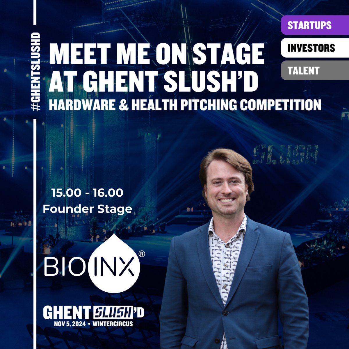 BIO INX (@bio_inx) on Twitter photo Excited that our CEO, <a href="/JasVanHoorick/">Jasper Van Hoorick</a>, will represent BIO INX at Ghent Slush'D! Join us on Nov 5, 15h-16h at the Founder Stage to hear about our journey in bioprinting and our vision for the future of healthcare—from light to life! 🌐🧬 #GhentSlushD #FromLightToLife 🚀👨🔬 Excited that our CEO, <a href="/JasVanHoorick/">Jasper Van Hoorick</a>, will represent BIO INX at Ghent Slush'D! Join us on Nov 5, 15h-16h at the Founder Stage to hear about our journey in bioprinting and our vision for the future of healthcare—from light to life! 🌐🧬 #GhentSlushD #FromLightToLife 🚀👨🔬