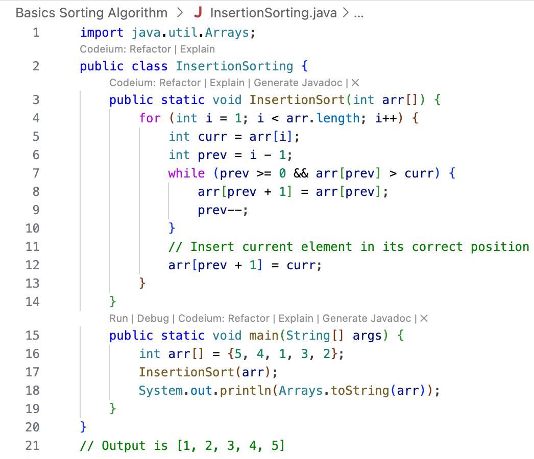 ✨ Built an Insertion Sort in Java! 🖥️ This algorithm places each element in its correct position as it iterates, making it great for small or partially sorted arrays. #Java #Coding #Algorithms #InsertionSort #CodeNewbie #100DaysOfCode #dream