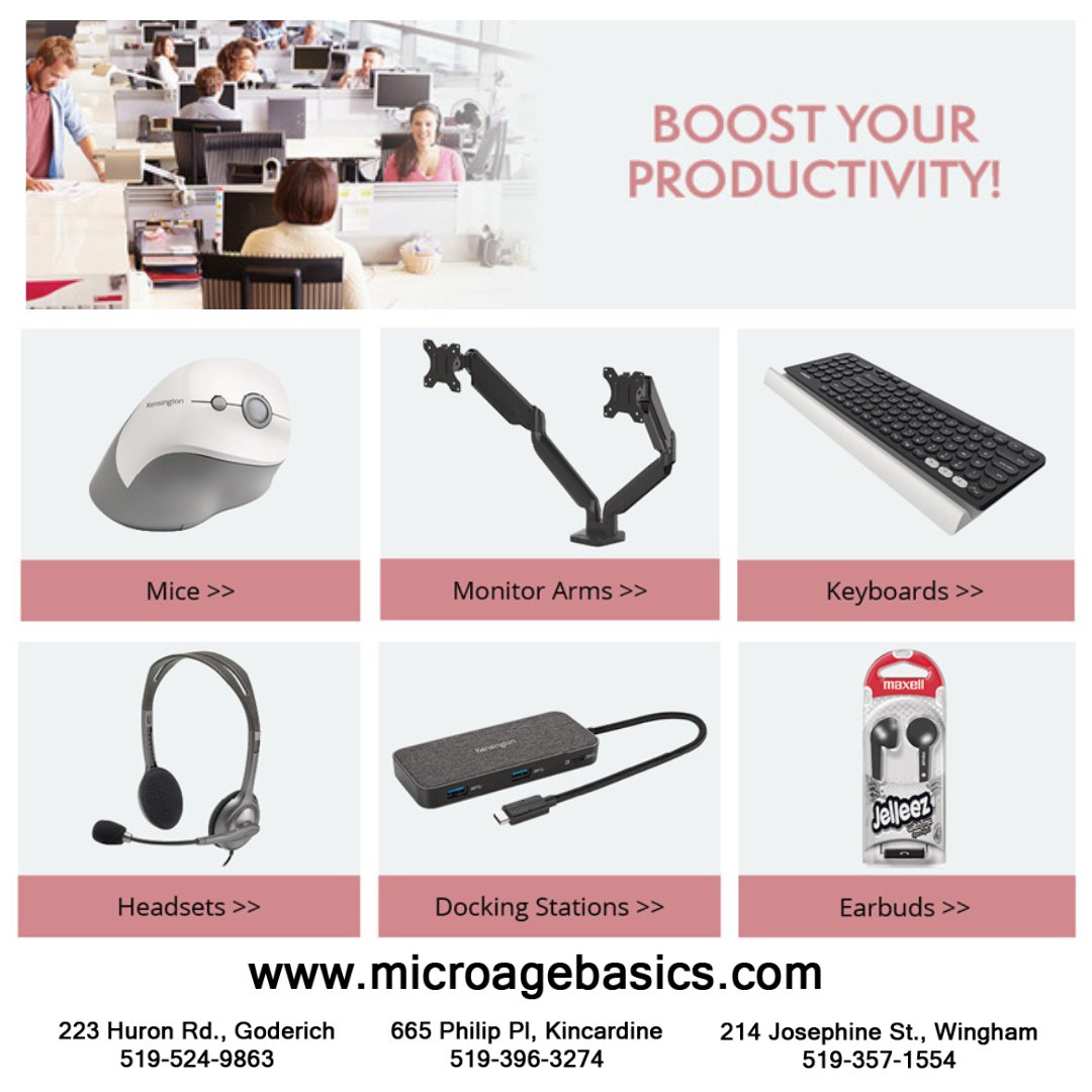 MicroageG's tweet image. Boost Your Productivity.  We have products that will smooth out the bumps in your day. #microagebasics #earbuds #docking #keyboards #headsets