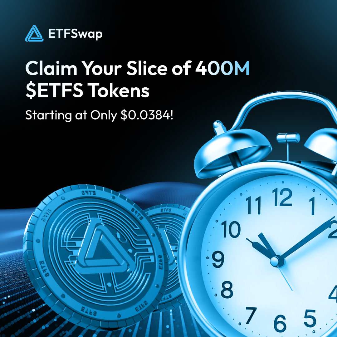 ETFSwap's tweet photo. 🔥 Don’t miss your chance to grab a share of 400M $ETFS tokens, starting at just  $0.0384! Enjoy 30% unlocking immediately after launch and a 14% monthly release, perfect for savvy investors.

⏳ Act quickly—visit https://t.co/DItZTzvPBD and join the DeFi revolution today! https://t.co/HDtvfFQVDG