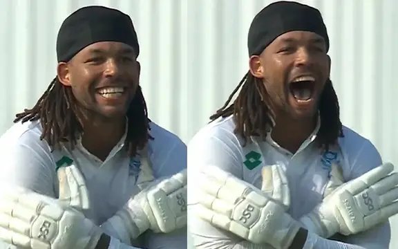 Blue_Footy's tweet photo. ‼️Cricketer, Tony de Zorzi emulates Chelsea star Cole Palmer's celebration after reaching maiden Test ton. https://t.co/t9fKOTAfyZ