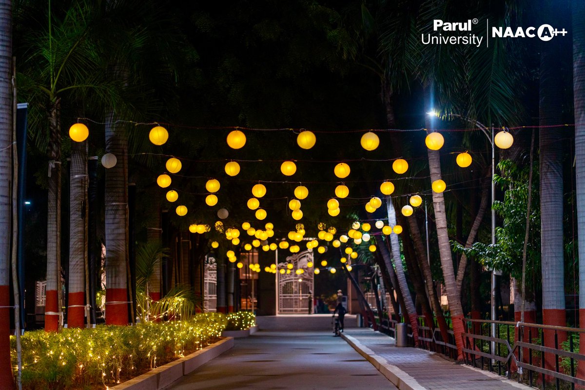 ParulUniversity's tweet photo. The campus is a glow, and so are we! 🌟

Festive lights and joyful vibes fill every corner, making PU shine brighter than ever. Swipe to bask in the glow of our dazzling Diwali decor! ✨🏮

#diwali #festivevibes #campuslife #diwalidecorations #lifeatpu #paruluniversity https://t.co/Cvlp6RuRBN