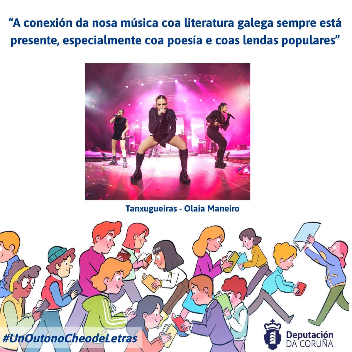 Deputación da Coruña (@depucoruna) on Twitter photo 🍂 Para poñerlle o ramo a esta edición de #UnOutonoCheodeLetras, petamos na porta musical das <a href="/tanxugueiras/">T A N X U G U E I R A S</a> para que Olaia Maneiro nos agasalle con algunha das súas referencias literarias.
👉 i.gal/nBpxX 🍂 Para poñerlle o ramo a esta edición de #UnOutonoCheodeLetras, petamos na porta musical das <a href="/tanxugueiras/">T A N X U G U E I R A S</a> para que Olaia Maneiro nos agasalle con algunha das súas referencias literarias.
👉 i.gal/nBpxX