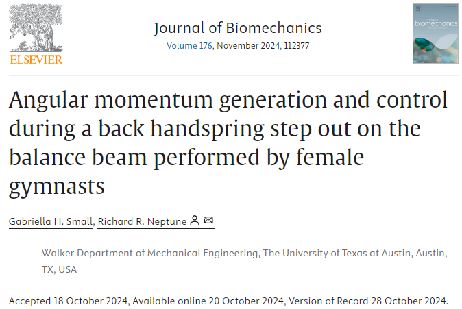 JBiomech's tweet photo. 😃New article published in J Biomech!

"Angular momentum generation and control during a back handspring step out on the balance beam performed by female gymnasts", by Small and Neptune.

👀https://t.co/cL3rvgJ6Ui

#journalofbiomechanics https://t.co/6dRthpE65o
